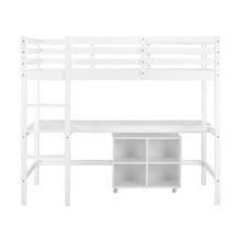 Hazel Pine Wood Single Loft Bed with Desk